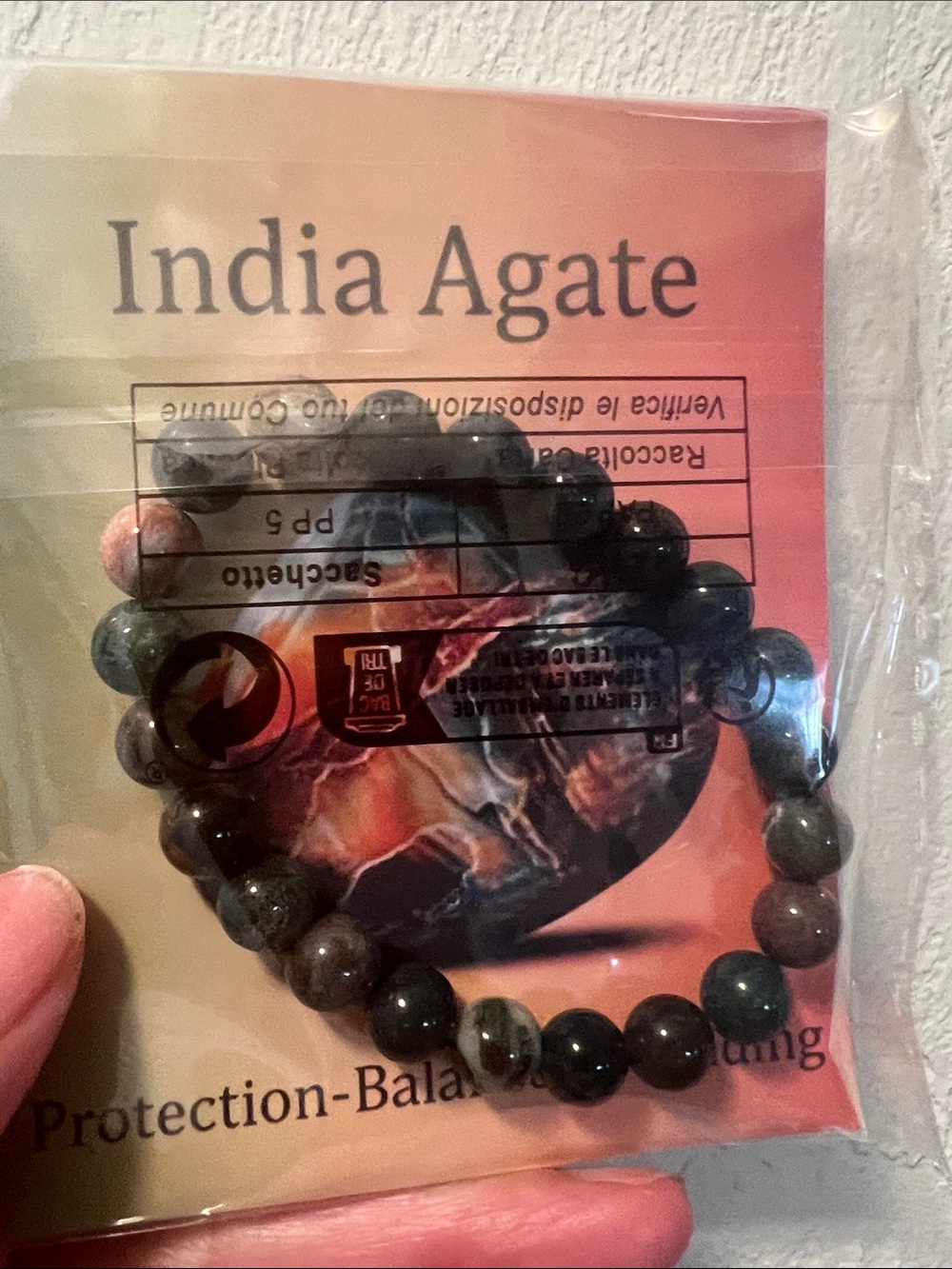 #2341* Unisex’s India Agate Beaded Bracelet - Mixed Green and Brown Stones